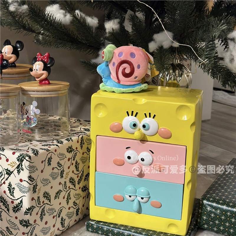 スポンジボブ引き出しパトリックスターイカワード収納ボックスデスクトップオーナメント漫画 062