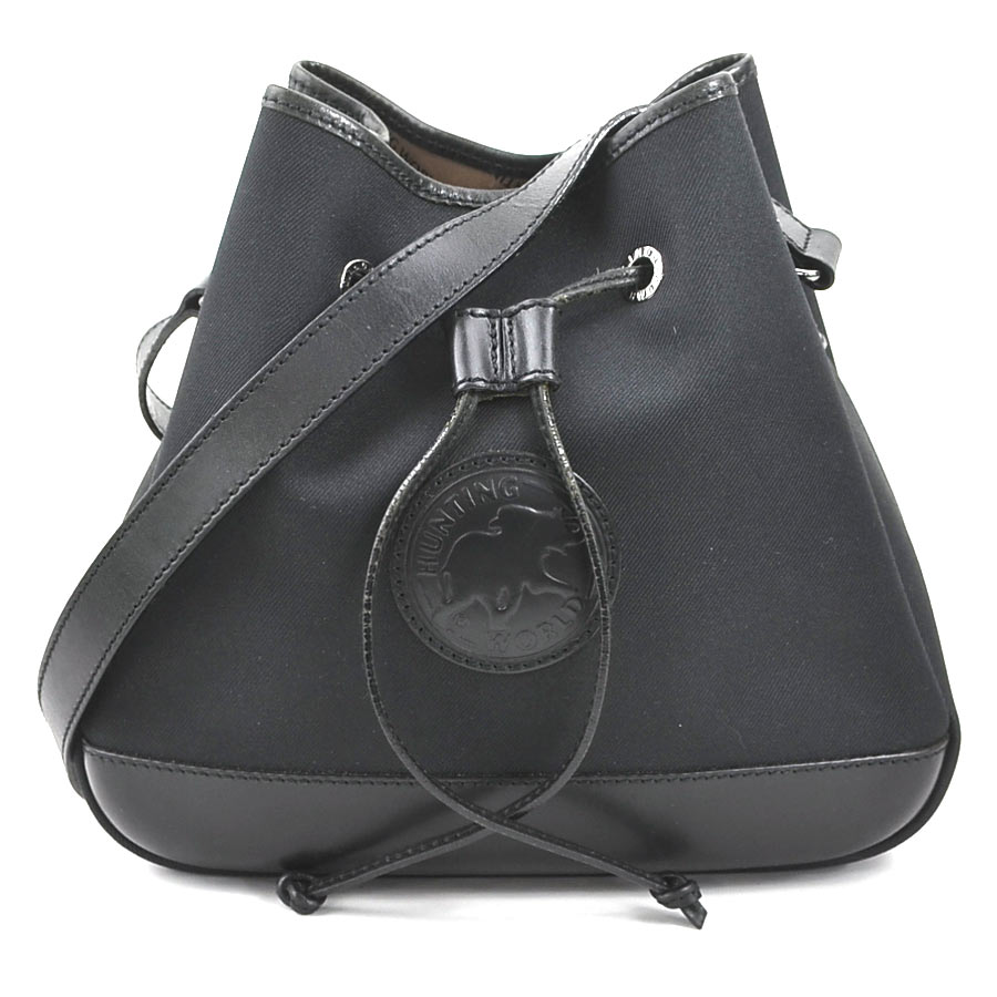 ハンティングワールド HUNTING WORLD ショルダーバッグ キャンバス/レザー ブラック ユニセックス h30657k