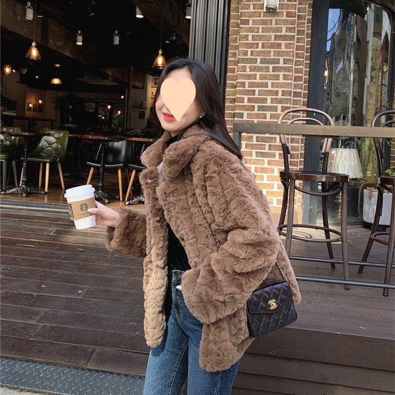 2025秋冬新作イミテーションレザーラムぬいぐるみジャケットレディースウサギぬいぐるみ韓国風ゆったり厚みトップ 5,800円