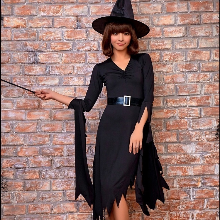 Witch Costumes黒不規則修道女魔女装魔女ロングスカートハロウィーン衣装