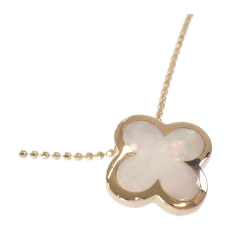 【no brand】デザインジュエリー クローバー ネックレス K18イエローゴールド シェル レディース