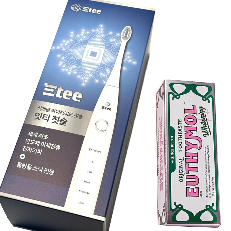 次世代ETEE振動（バイブレーション）式電動歯ブラシ+euthymolホワイトニング美白歯磨き粉106g 音波を発生させて歯垢を除去 5つの高性能の電動歯磨きモード 日本語英語中国語 取扱説明書対応