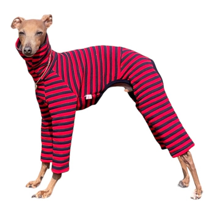 ウィペット服 3XL ボーダー キルティング ロンパース おしゃれ 韓国 犬服 中型犬 大型犬 春 夏 秋 冬 室内着