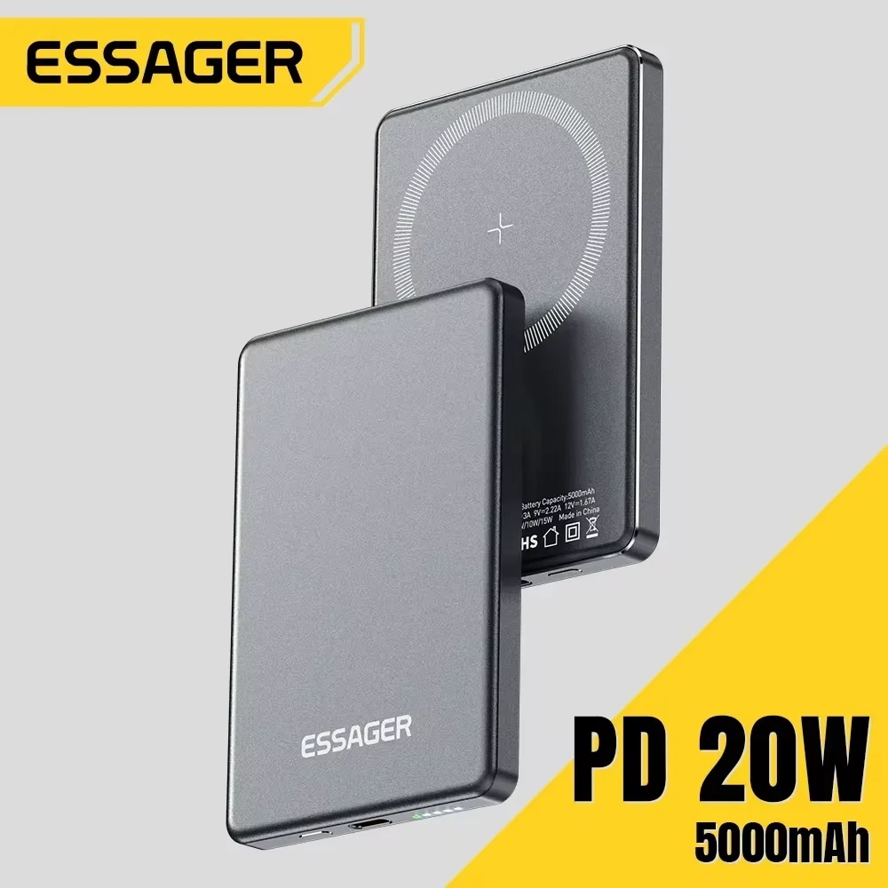 Essager-ワイヤレス磁気パワーバンク,20W, 5000mAh,ポータブル,急速充電,Magsafe用外部バッテリー,iPhone 16,15,14,13 - AliExpress 509