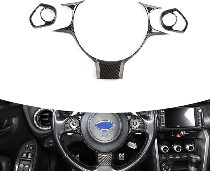 トヨタ 86 GT86/スバル BRZ 2017年～現行に対応 車用 ステアリングパネル ステアリングホイールパネル ハンドルボタン 装飾フレーム 保護カバー(カーボン調-3点セット)