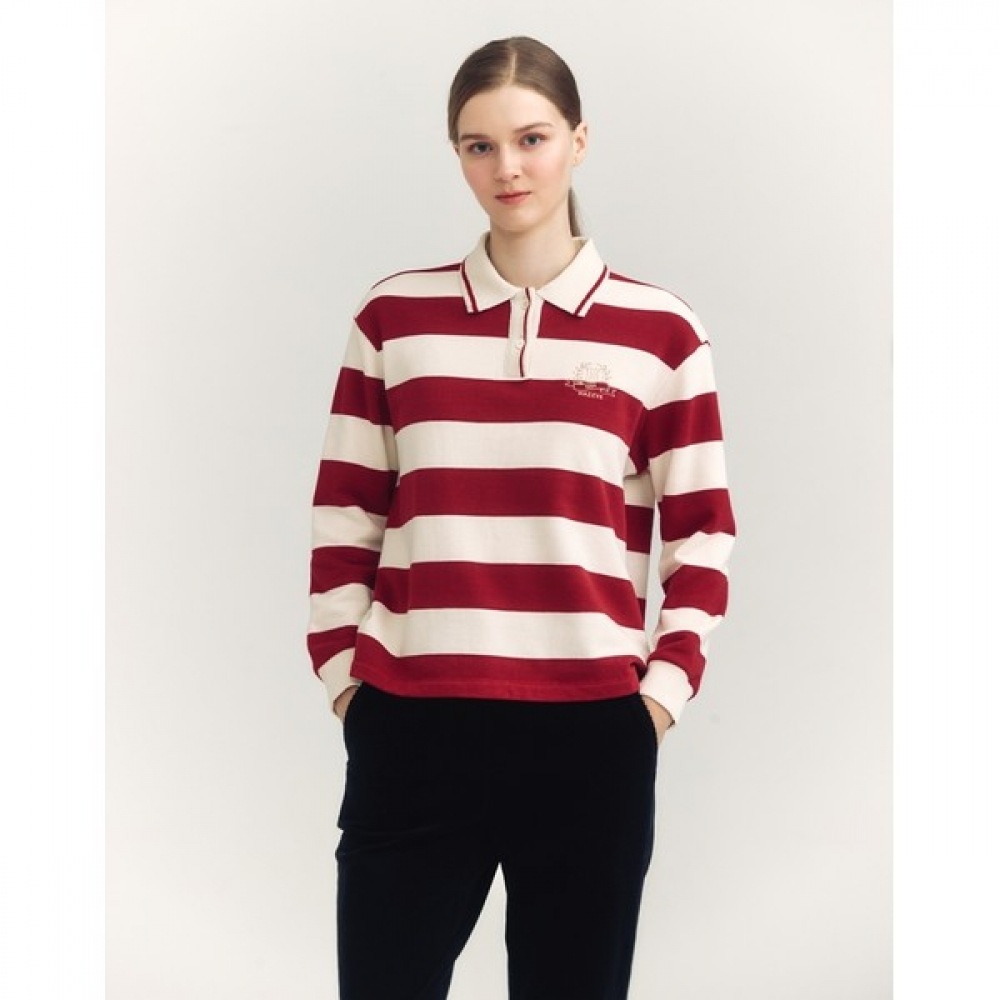 (ヘッジズレディース) 24FW ワインエンブロイダリーコットンブレンドロングスリーブカラー T シャツ HSTS4D903D1