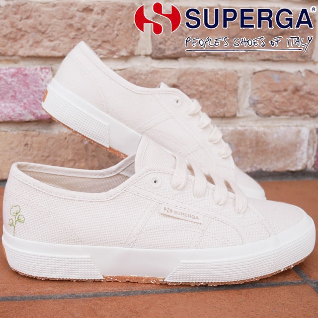 スペルガ SUPERGA スニーカー レディース 2750 オーガニック エンブロイダリー キャンバススニーカー S41231W BEIGE RAW-GREEN LEAVES-F AVORIO_A0L