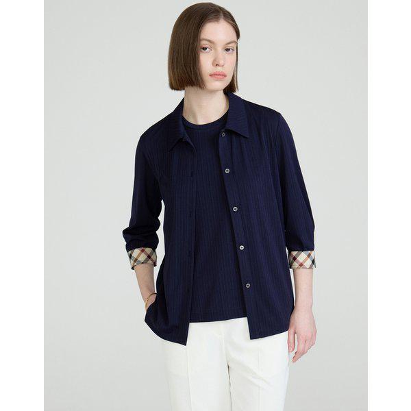 [25SS] [D-[スリーブレスセット] ネイビー リブ チェック 배 DLTS5B391N2