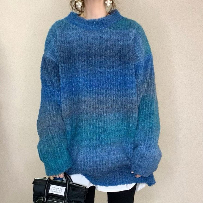 【輝いて超人気】 ファッションプル オーバーレトロ 配色 セーター