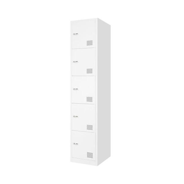 法人限定 Netforce FAD-S5-W-WH ホワイト 5人用スリムロッカー ダイヤル錠 メーカー直送