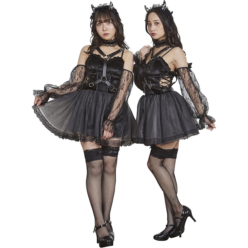 コスプレ ハロウィン デビル リュバンミニョン ゴシックデビルドール レディース フリーサイズ ブラック[ruban-devil]