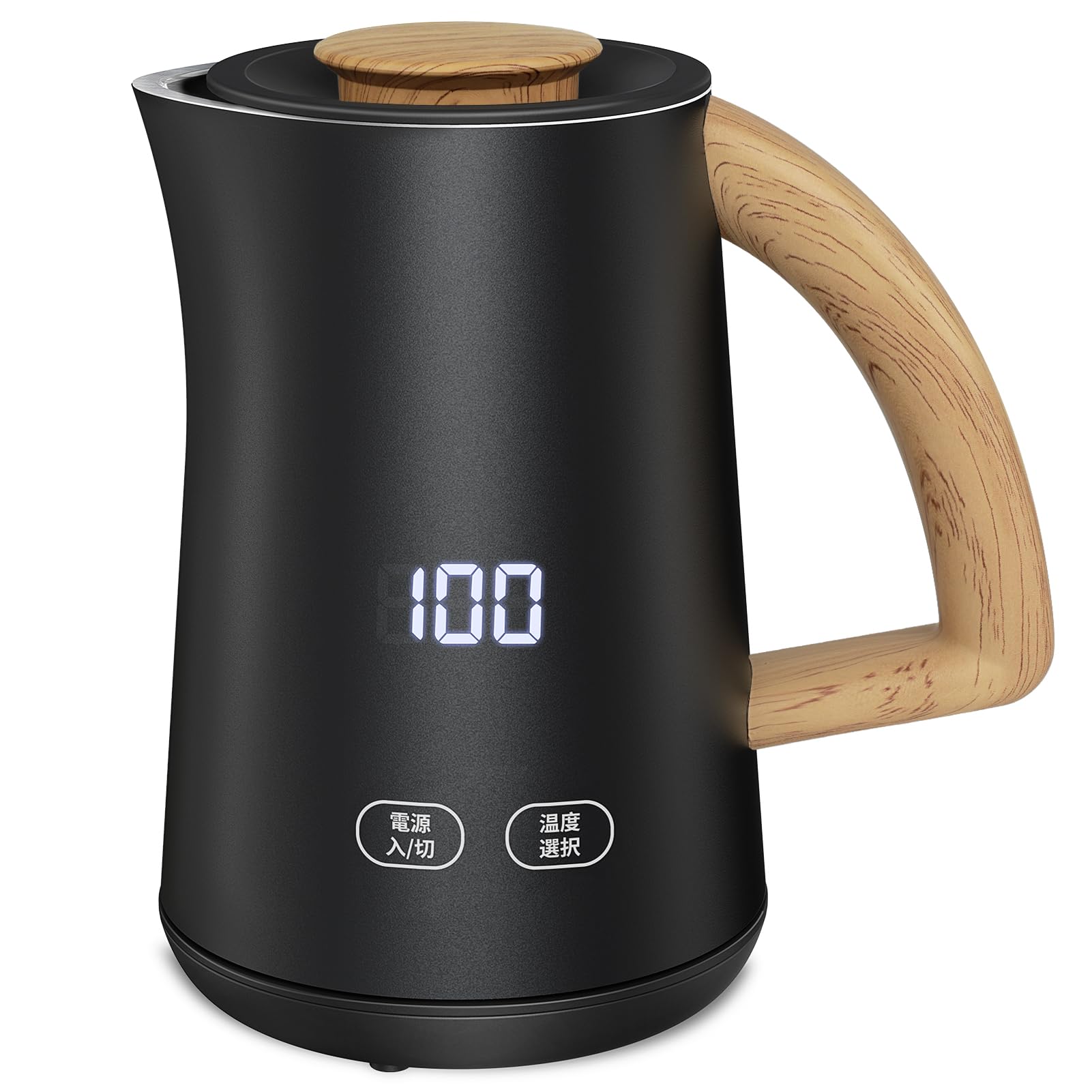 Aliliy 電気ケトル 電気ポット 小型 7段階温度調節 0.8L 一人暮らし 二人暮らし 湯沸かしケトル ディスプレイ 900W 2時間保温 二重構造 触れても熱くない 急速沸騰