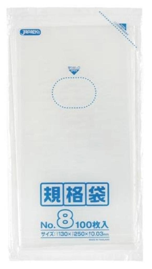 規格袋 8号100枚入03LLD透明 K08 [xまとめ買い（100袋x5ケース）合計500袋セット] 38-453
