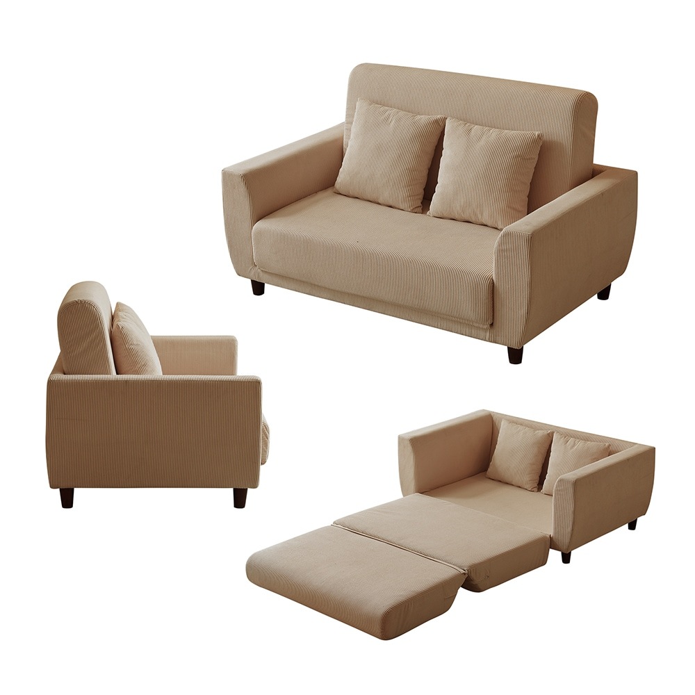 【国内即日発送】ソファーベッド 2人掛け ソファベッド 3way 折りたたみ コンパクト 抱き枕付き 圧力分散 線模様 取付可能な脚