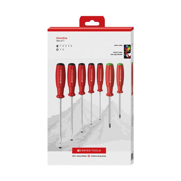 PB SWISS TOOLS ピービースイスツールズ 7本組 スイスグリップ ドライバーセット ペーパーボックス入 8250.PCBB