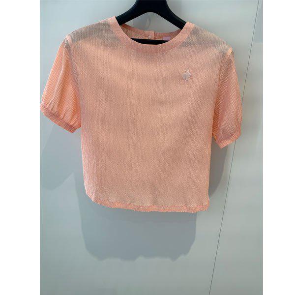 女性プチプリーツ軽量ウーブン半袖ピステQR222OWT51 PCM
