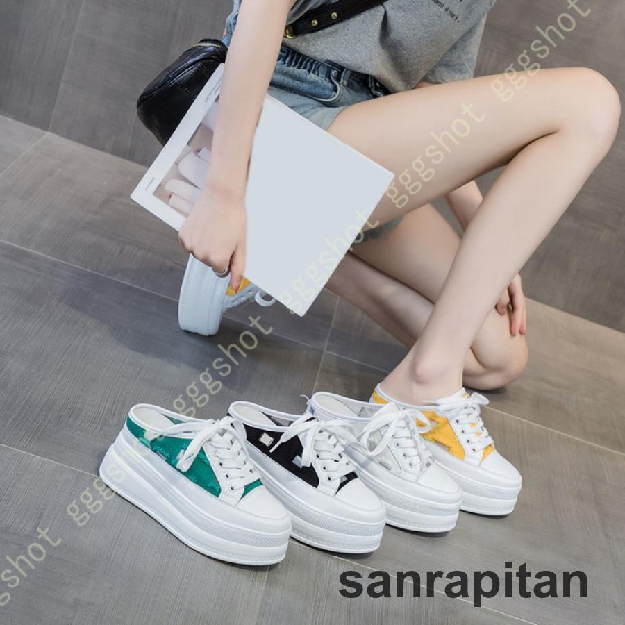 春夏 厚底 かかとなしスニーカー レディース 歩きやすい レースアップ ズ キャンバス クロッグサンダル 通気 お洒落 履きやすい 靴 おしゃれ 着脱簡単 婦人靴