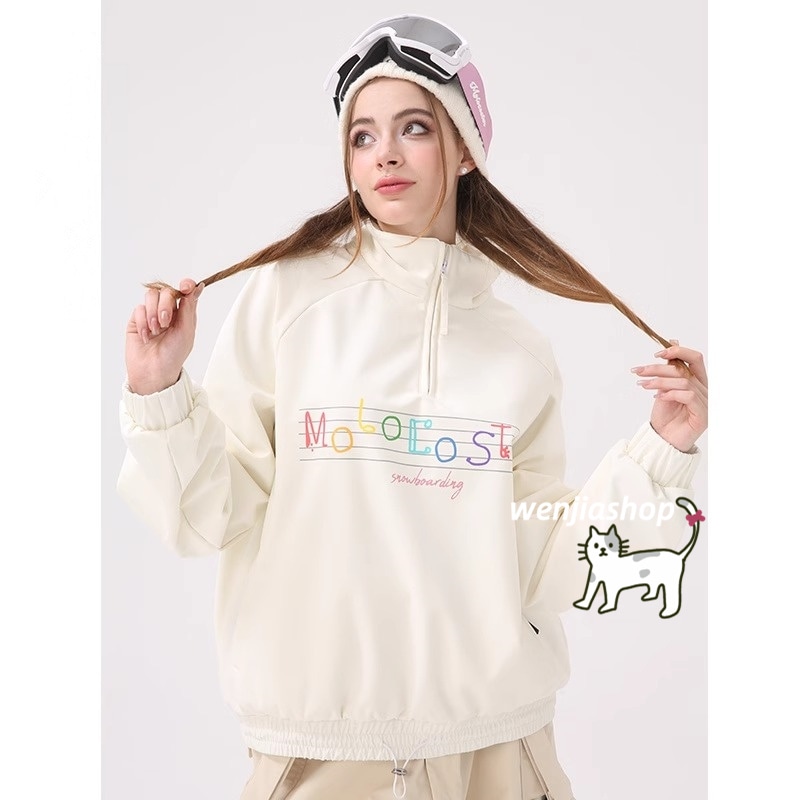 スノーボードウェア 2024 2025 単品 トップス メンズ レディース ジャケット スウェット ハイネック ブルーウィンタースポーツ 防寒着 韓国風 防水 スノーウェア スキーウェア スノボウェア