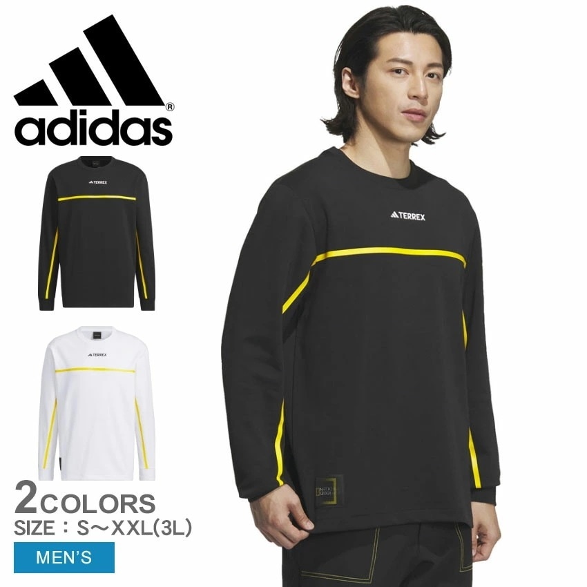 ナショナル ジオグラフィック 長袖テックTシャツ HBR53 メンズ トップス カットソー ロングスリーブTシャツ クルーネック 長袖 伸縮 吸湿 ロゴ スポーティ 服 ウェア ロゴ