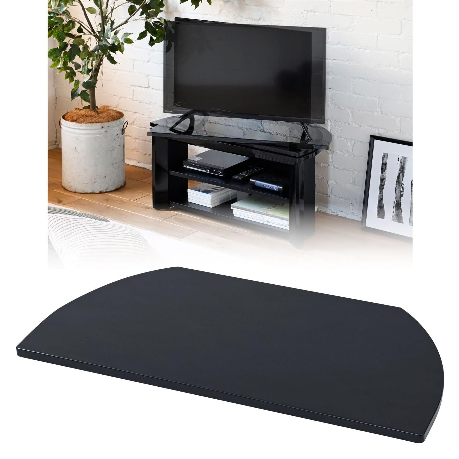 山善(YAMAZEN) テレビ回転台 360度 回転台 テレビ ターンテーブル 幅80×奥行39.5×高さ3cm 完成品 シャイニーブラック SHKE-800(SBK)