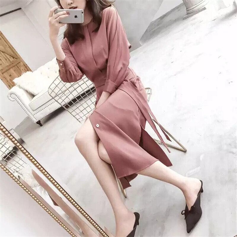 ワンカラー ワンピース 長袖 春 夏 秋 冬 きれいめ カジュアル かわいい ロング フォーマル aライン Aライン フレア ワンピドレス ミモレ ミモレ丈 ロング ロング丈 ぽわん袖 スタンドカラー