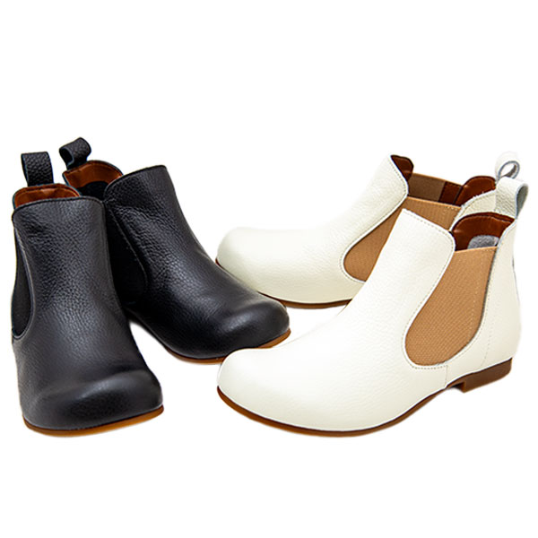 Pochi ポチ pc004 レディース ショートブーツ サイドゴア 日本製 イタリア製本革 幅広 4Ｅ 撥水加工 抗菌 吸汗 かわいい 履きやすい ローヒール レザーブーツ