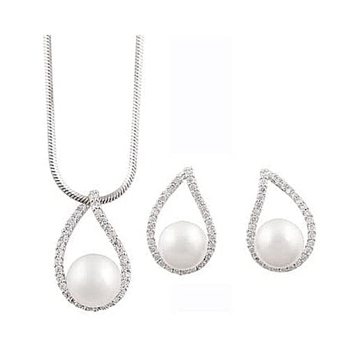 真珠 パール ネックレス+ピアスセット 結婚式 パーティー デイリーネックレス