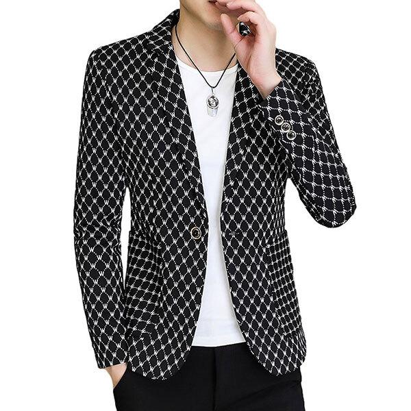 チェック柄 テーラードジャケット メンズ 長袖 ブレザー ジャケット 秋冬 カジュアル コート テーラード スーツ シングル ボタン
