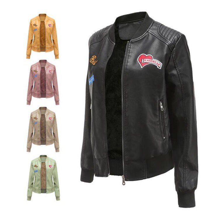 レザージャケット　秋冬　レディース　裏起毛　ライダースジャケット　革ジャン　アウター　PUジャケット