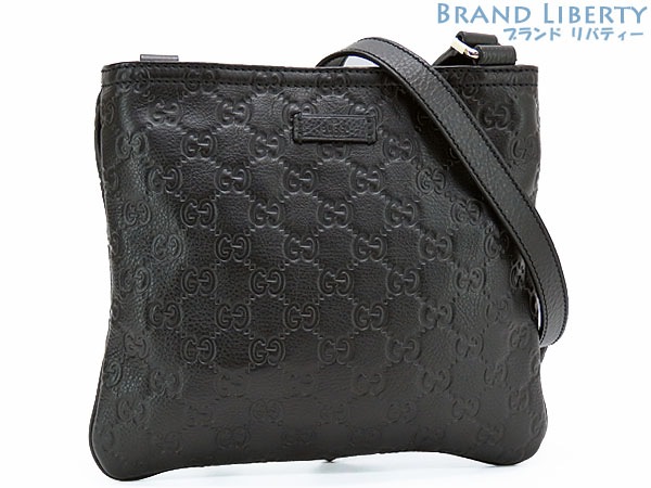 新品同様グッチグッチシマ斜め掛けショルダーバッグメッセンジャーバッグブラックグッチシマレザー201538