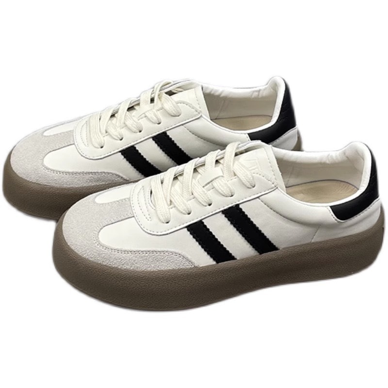 本革deトレーニングシューズ女性の靴夏の新しい厚底小さな白い靴レトロガンプシューズカジュアルスポーツボードシューズ