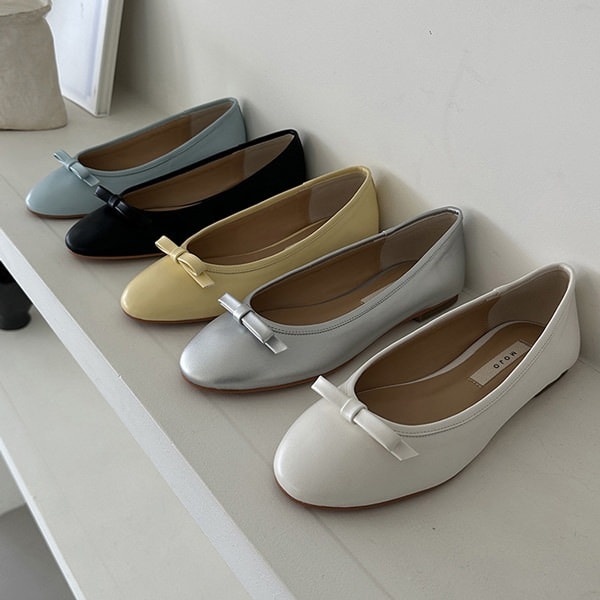 バレエシューズ パンプス フラット レディース 黒 銀 黃 青 白