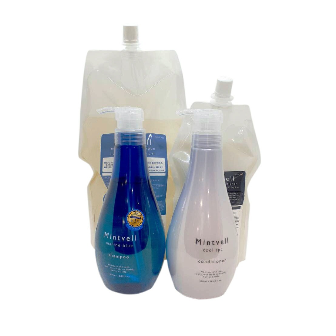 【4点セット】 ミントベル マリンブルー シャンプー 550ml 1900ml スパコンディショナー 550ml 700ml クールシャンプー ミントシャンプー サロン専売 美容室
