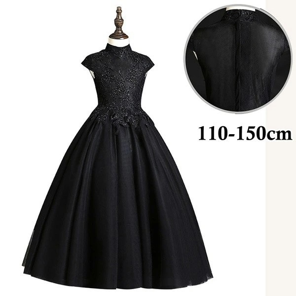 ドレス 子供 ピアノ 発表会 ピアノ発表会 中学生 ワンピース 女の子 ロングドレス 結婚式 ジュニア ピアノ発表会ドレス コンクール 袖付き 黒 パーティードレス イブニングドレス ロング キッズ