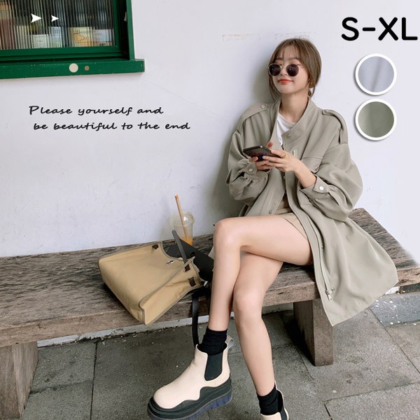 レディース コート 春アウター スプリングコート トレンチコート ミディアム丈 ジャケット レディース ウォッシュコットン 薄手 フードなし ジャケット テロンチ 秋 ゆるコート シンプル ゆったり