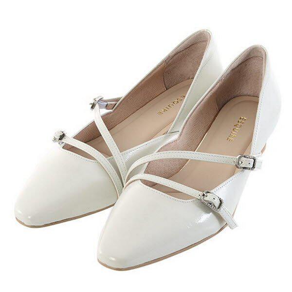 [] 女性セミツーバンドパンプス 3CM(EQFSHP902WH) (P003771942)