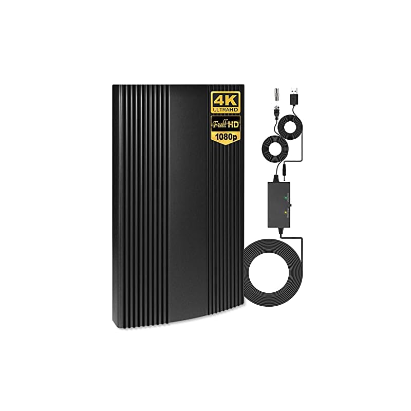 N NEWKOIN 室内 アンテナ HD - 地デジアンテナ【最新強化版】卓上 TV アンテナ ブースター UHF VHF対応 120KM受信範囲 設置簡単 USB式 避雷(ブラック)