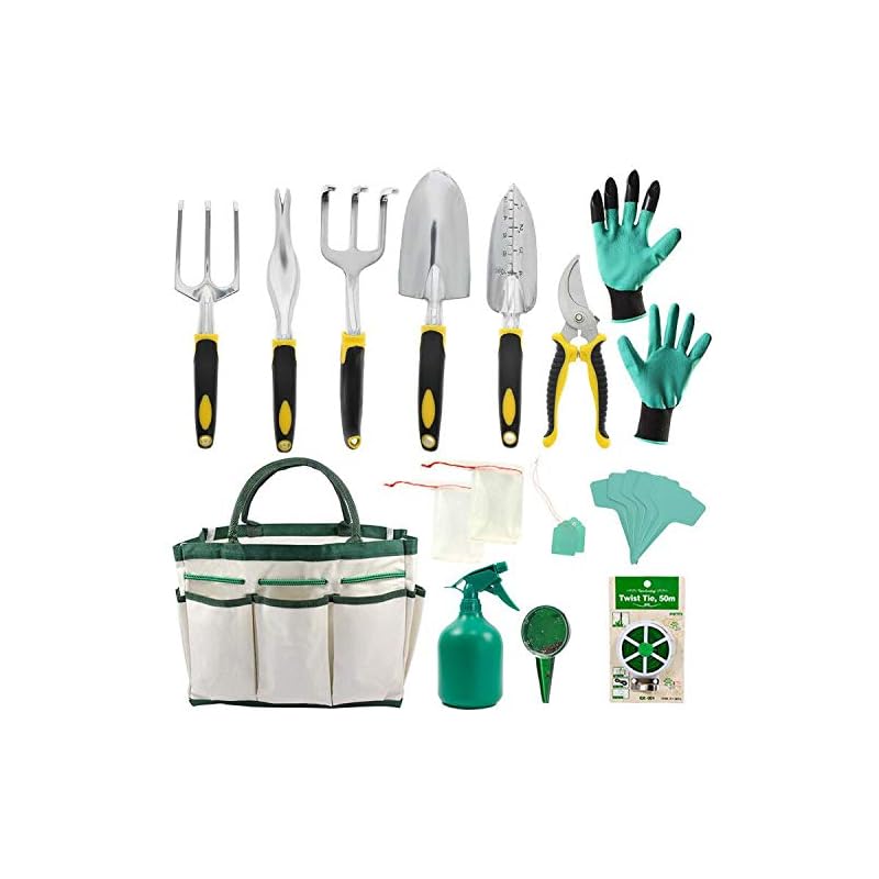 13点セットガーデニングツール園芸用品ステンレス製ハンドシャベル移植スコップ 熊手剪定ばさみガーデングローブ種まき機など収納トートバッグ付き庭園作業鉢植え 栽培 除草 多用 5,102円