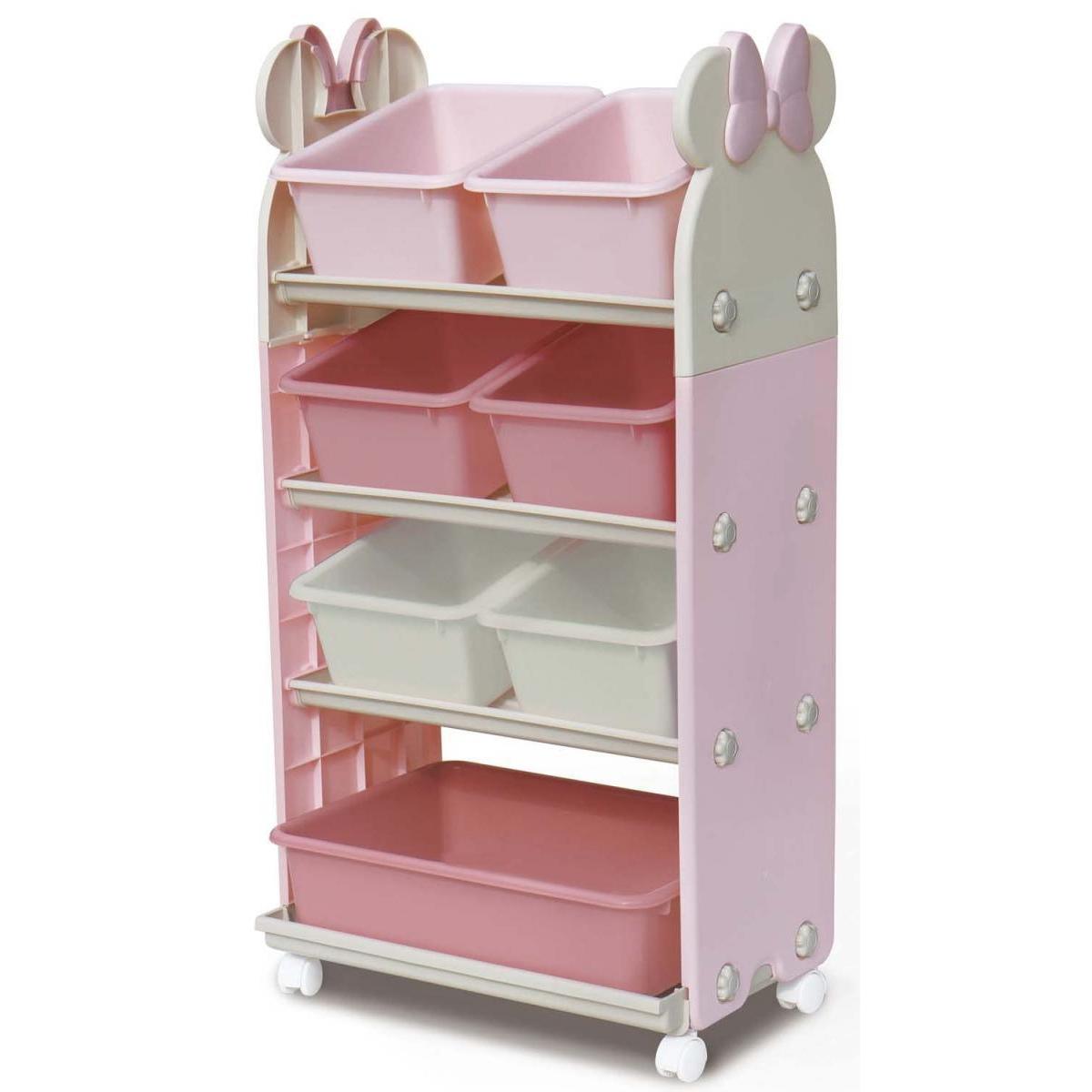 錦化成 おもちゃ箱 ミニーマウス トール トイステーション 4段 キャスター付 おもちゃ 収納 棚 ラック ミニー ディズニーおしゃれ