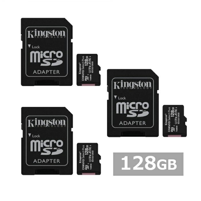 【3セット】 キングストン マイクロSD MicroSDXC SDCS2 128GB Canvas Select Plus microSD Kingston マイクロSDXCカード micro