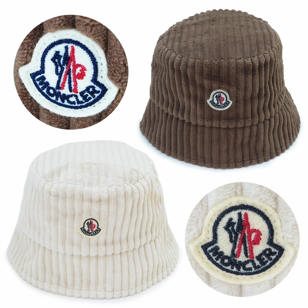 バケットハット 3B00065 89AOK バケツハット 帽子 ロゴパッチ コーデュロイ 2024年秋冬新作