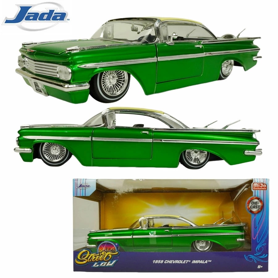 ダイキャスト 1/24 箱入り ミニカーJADA 1959 CHEVROLET IMPALAジャダトイズ シボレー インパラ ダイキャストカーグリーン 緑 GREEN ローライ