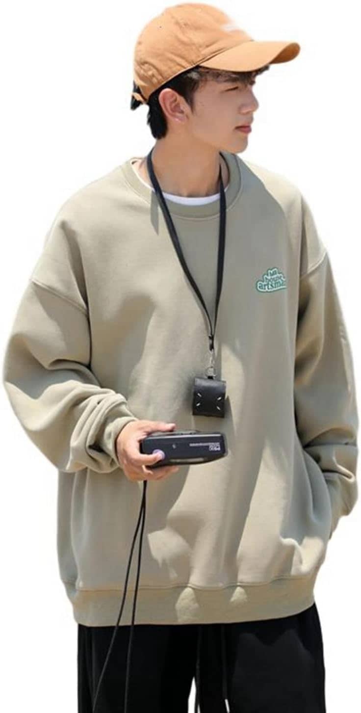 長袖パーカー 英字 フルオーバー メンズ プリント 丸首 ビックシルエット ワンポイント 春秋冬 吸汗 韓国風 ファッション 超軽量 カジュアル シンプル 上着 スポーツウェア 男性用 青年 若者