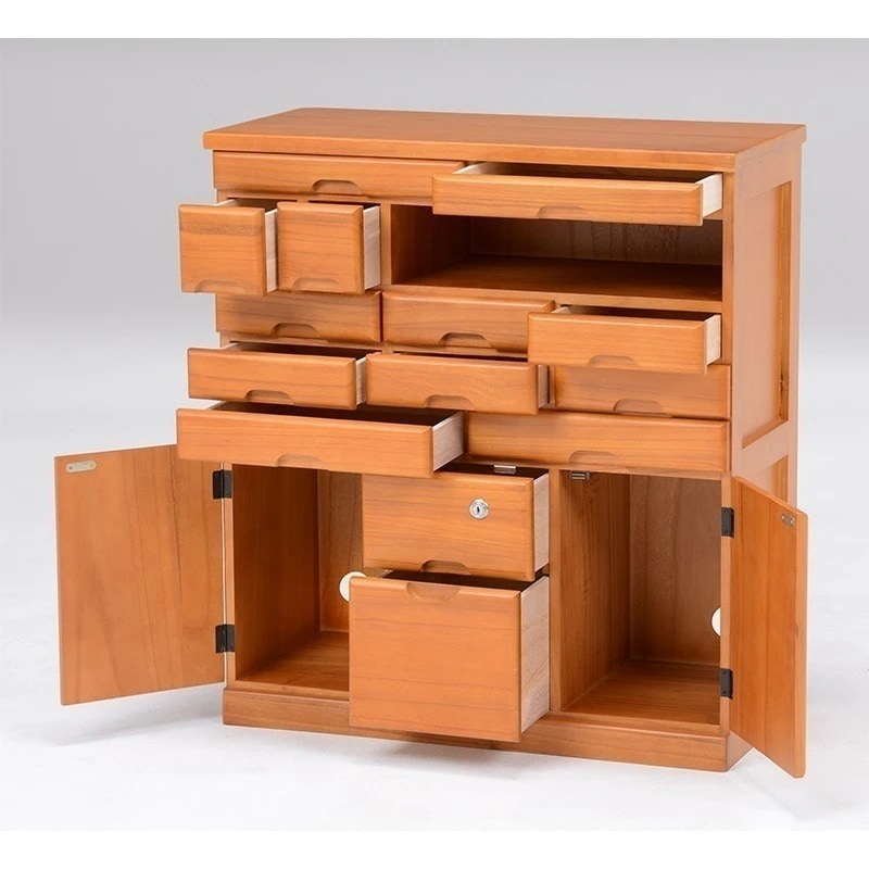 ラック 棚 扉付き キャビネット 引き出し 鍵 小物入れ 天然木 桐材 完成品 サイドボード チェスト 完成品 幅70cm