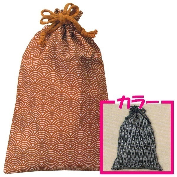 和風柄巾着袋（小）　青海波柄　紺　170×260mm　50枚【メーカー直送・代引き不可・時間指定不可・沖縄北海道離島不可】