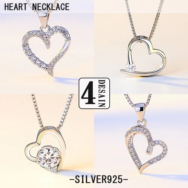 母の日 ネックレス レディース ハート シンプル 選べる4種 シルバー925 プラチナ仕上げ 彼女