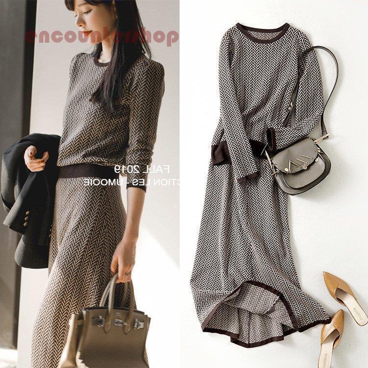 アップ ニット レディース 40代 膝丈 気質 ロング丈 セーター マキシ きれいめ 上品 長袖 通勤 着痩せ 結婚式ドレス 大人