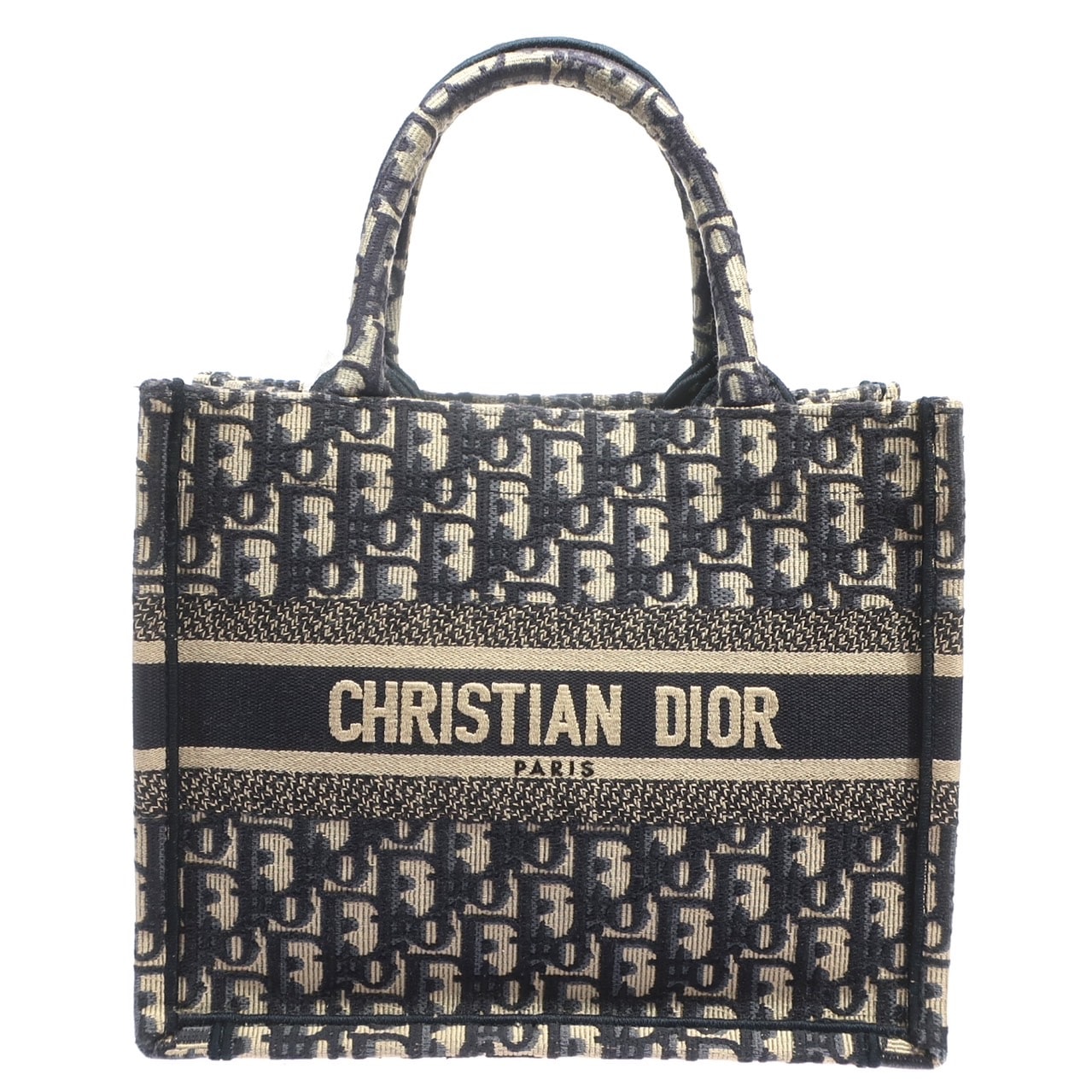 【未使用品】ブックトート スモール M1265ZRIW オブリーク ジャガード トートバッグ キャンバス ネイビー レディース