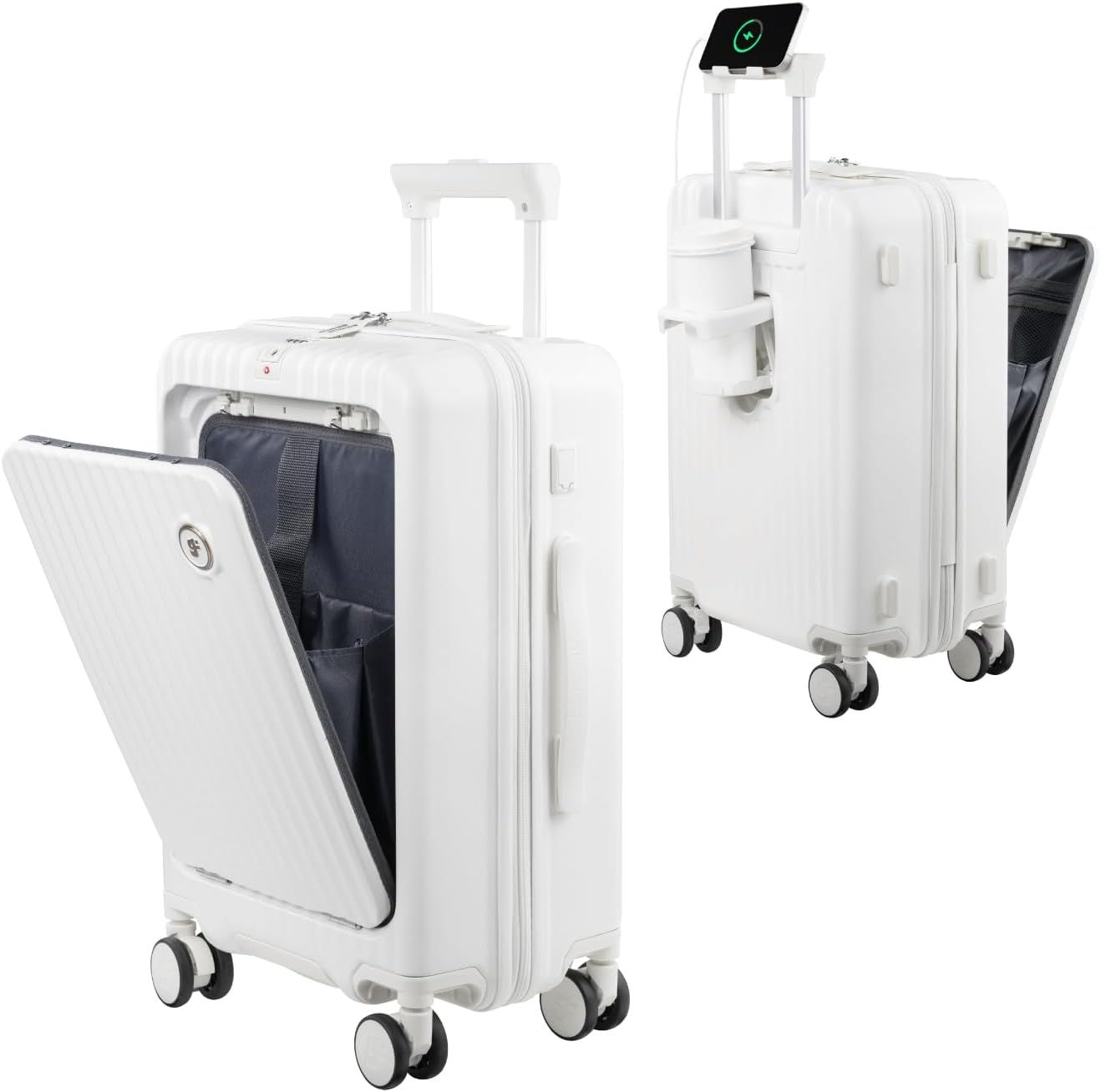 スーツケース 機内持ち込み キャリーケース USBポート付き キャリーバッグ カップホルダー付き 隠しフック機能 充電機能 静音 ダブルキャスター 耐衝撃 360度回転 軽量 修学 泊まる 旅行 出張