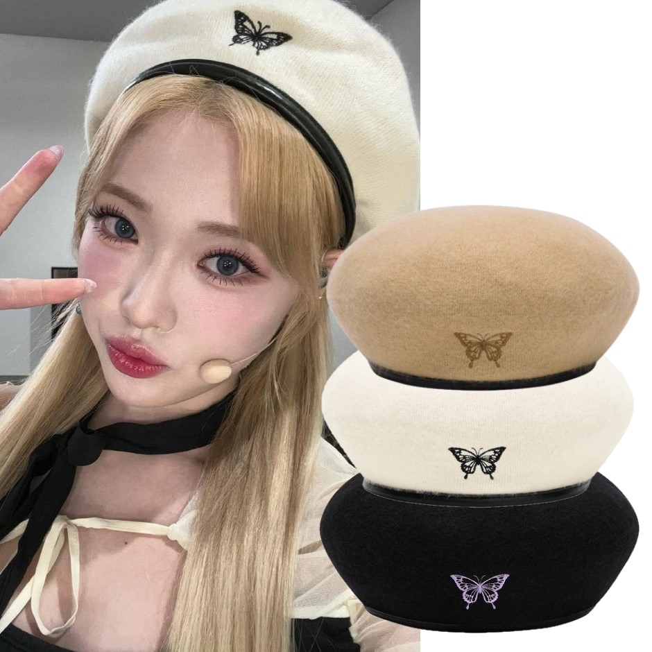 ALMOSTBLUE]韓国人気セレブ着用BUTTERFLY BERET 3色 ベレー帽